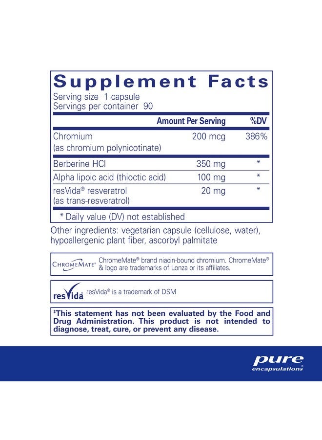 Pure Encapsulations ميتابوليك إكسترا؛ مكمل لدعم وظيفة مستقبلات الأنسولين، استقلاب الكربوهيدرات، والتوازن الداخلي*؛ 90 كبسولة - Image 3