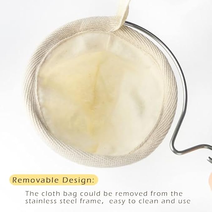 NALACAL 3 قطع من أكياس فلتر القهوة المصنوعة من قماش الفلانل بمقبض فولاذي ومغرفة قهوة من الفولاذ المقاوم للصدأ قابلة لإعادة الاستخدام ومصنوعة يدويًا للاستخدام في المنزل والمكتب والسفر - Image 4