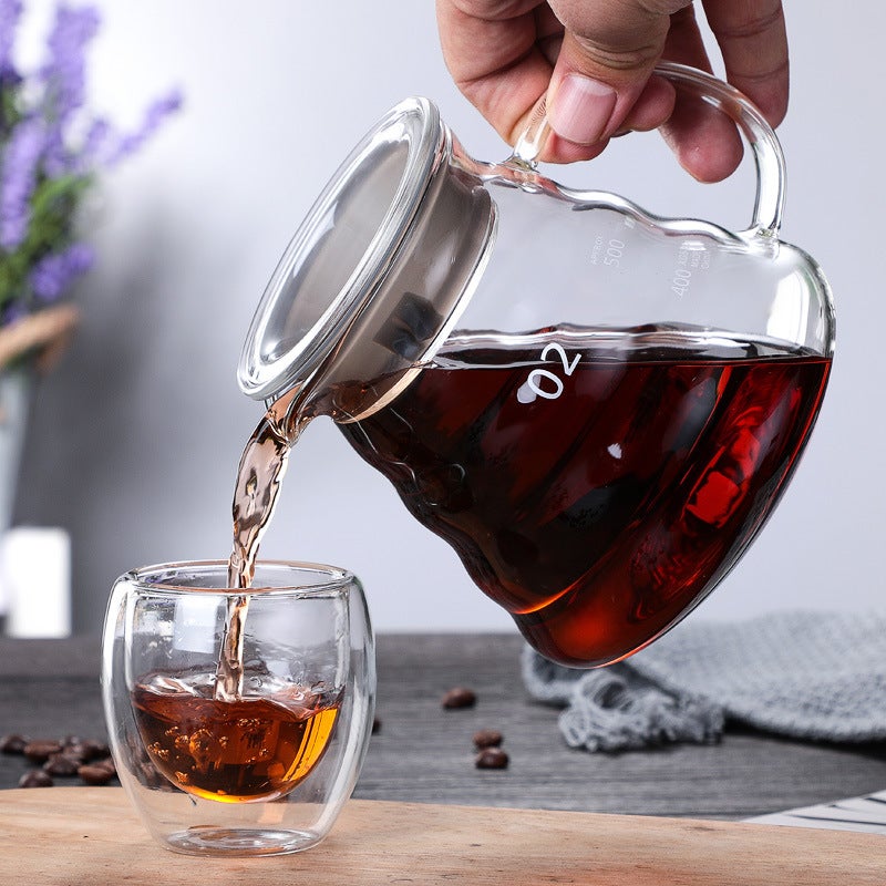 Factory Hand-Washed Glass Coffee Pot Cloud Pot Filter Cup Filter Sharing Pot Set Can Be Printed Logo - Image 3