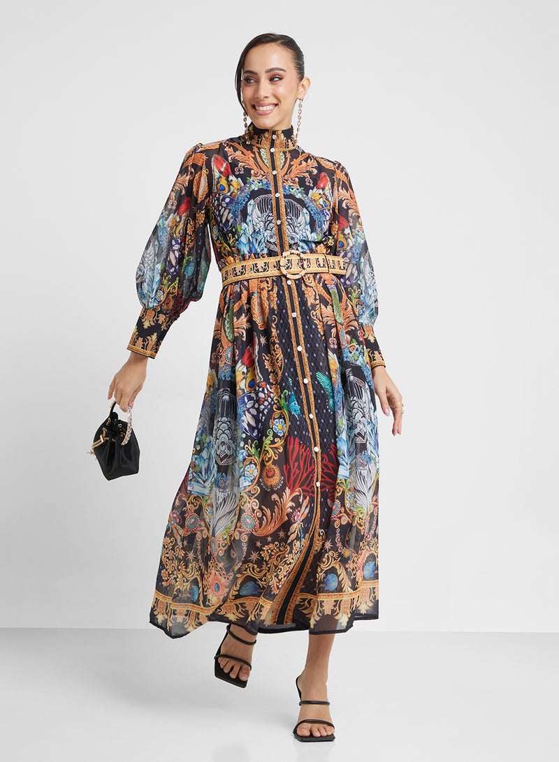 Khizana Printed Chiffon Dress - Image 1