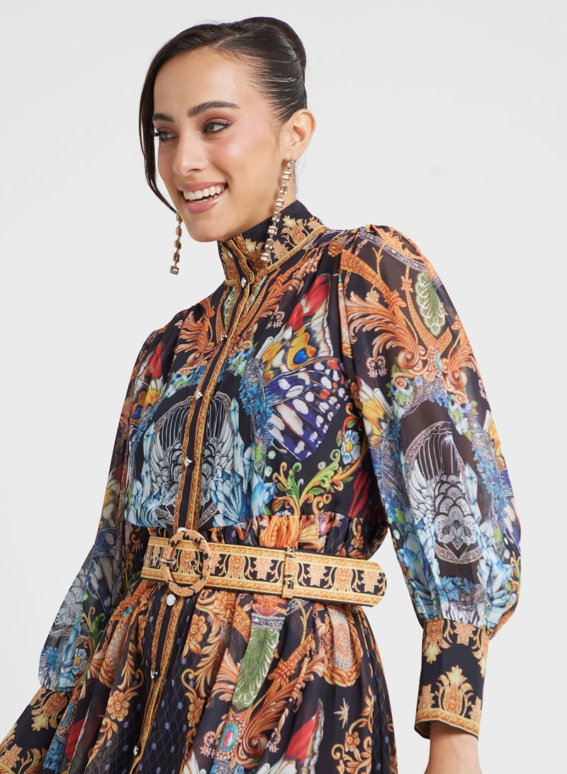 Khizana Printed Chiffon Dress - Image 3
