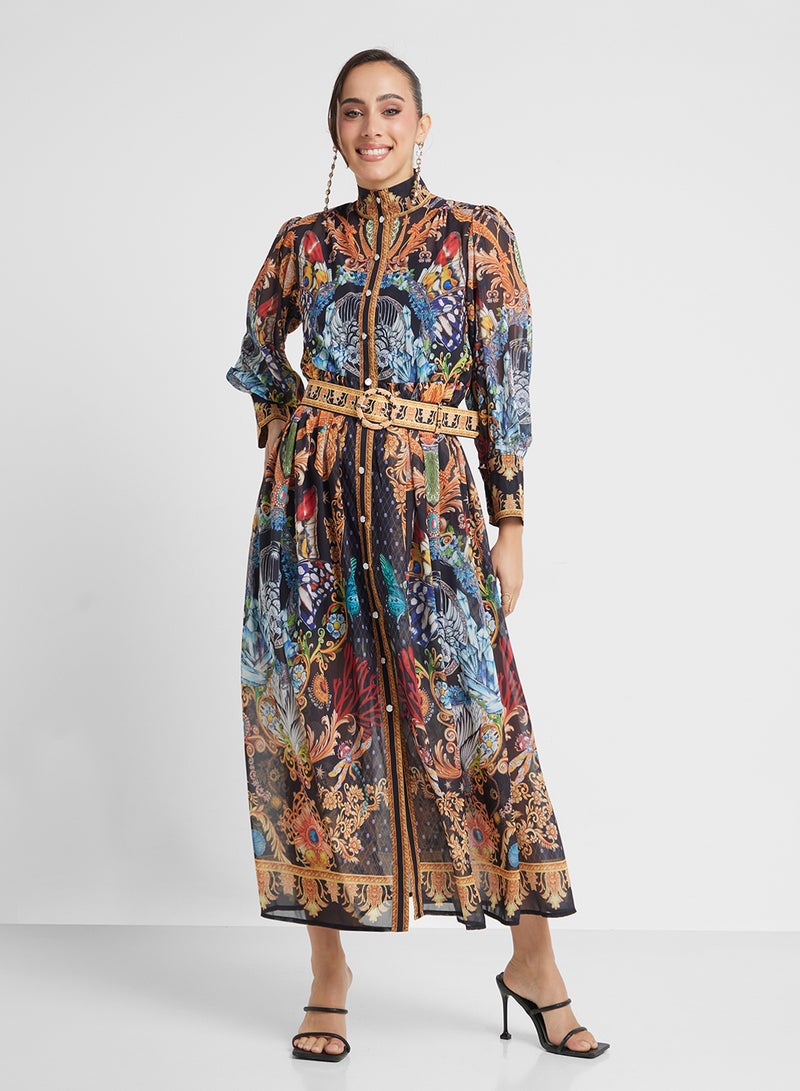 Khizana Printed Chiffon Dress - Image 4