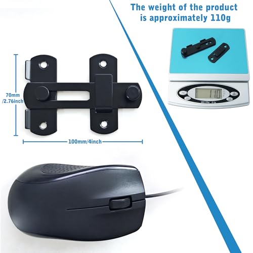 Alise 4 inch Flip Latch Gate Latches, Safety Door Lock for Barn Wood Fence Sliding French Doors,Heavy Duty SUS304 Stainless Steel Gate Hardware. Matte Black MS9500-B - Image 4