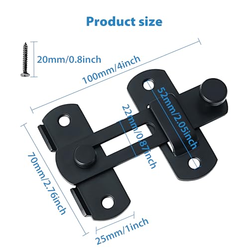 Alise 4 inch Flip Latch Gate Latches, Safety Door Lock for Barn Wood Fence Sliding French Doors,Heavy Duty SUS304 Stainless Steel Gate Hardware. Matte Black MS9500-B - Image 2