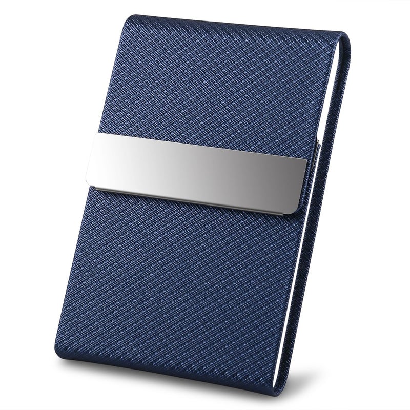 DMFLY Business Card Holder for Women & Men - Multi Card Case, Business Card Holder, Pocket Card Holder, Credit Card Case, Name Card Holder, Business Card Wallet with Magnetic Closure, Blue-zs - Image 1