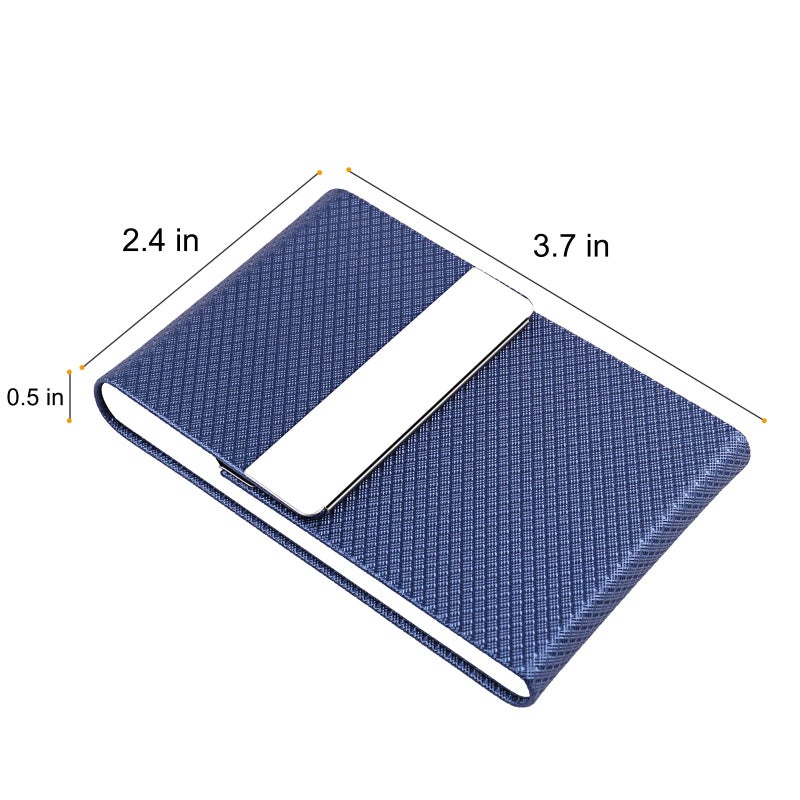 DMFLY Business Card Holder for Women & Men - Multi Card Case, Business Card Holder, Pocket Card Holder, Credit Card Case, Name Card Holder, Business Card Wallet with Magnetic Closure, Blue-zs - Image 4
