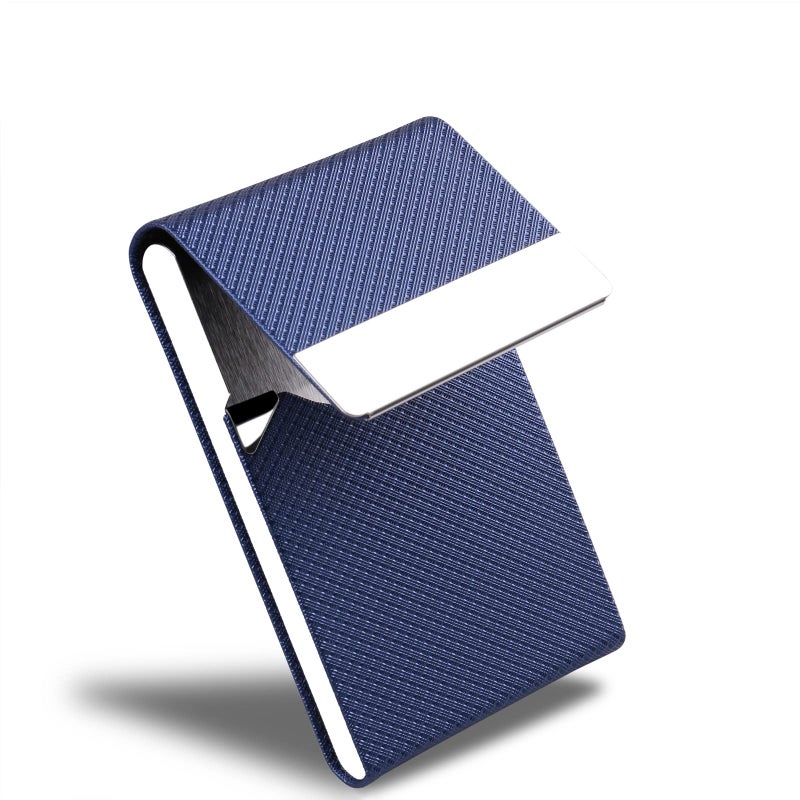 DMFLY Business Card Holder for Women & Men - Multi Card Case, Business Card Holder, Pocket Card Holder, Credit Card Case, Name Card Holder, Business Card Wallet with Magnetic Closure, Blue-zs - Image 2