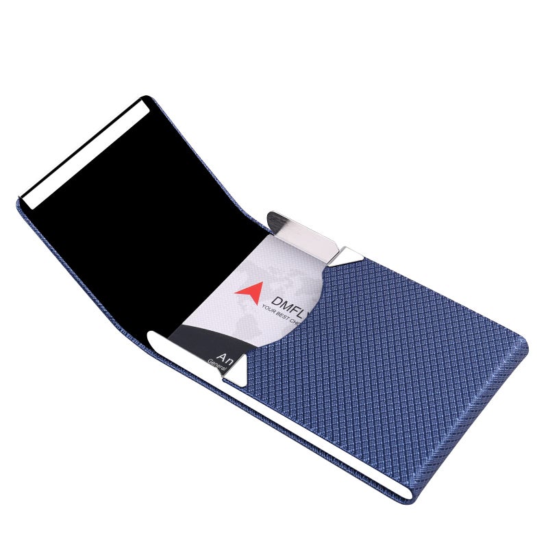 DMFLY Business Card Holder for Women & Men - Multi Card Case, Business Card Holder, Pocket Card Holder, Credit Card Case, Name Card Holder, Business Card Wallet with Magnetic Closure, Blue-zs - Image 5