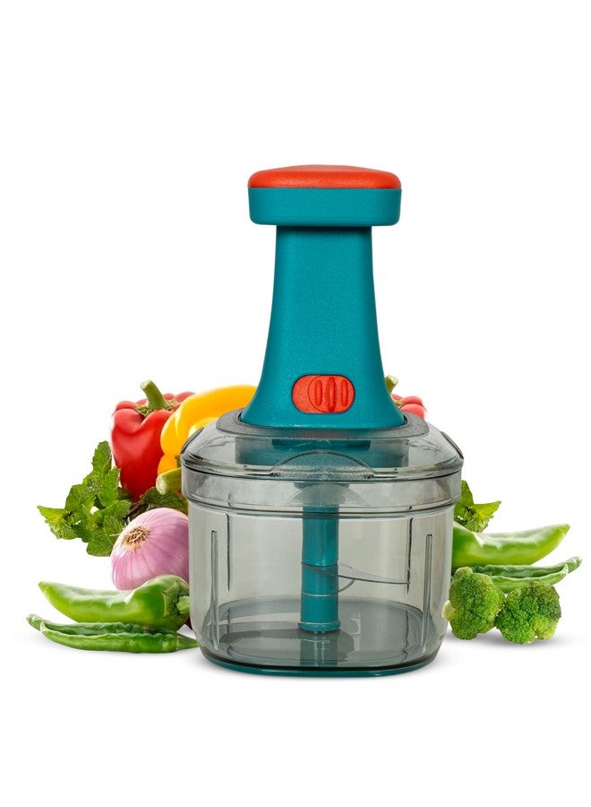 Rylan Manual Hand Press Push Chopper with 6 Blades for Effortless Chopping Vegetables & Fruits (Assorted, 650 ml, Plastic). - Image 1