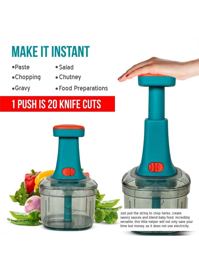 Rylan Manual Hand Press Push Chopper with 6 Blades for Effortless Chopping Vegetables & Fruits (Assorted, 650 ml, Plastic). - Image 3