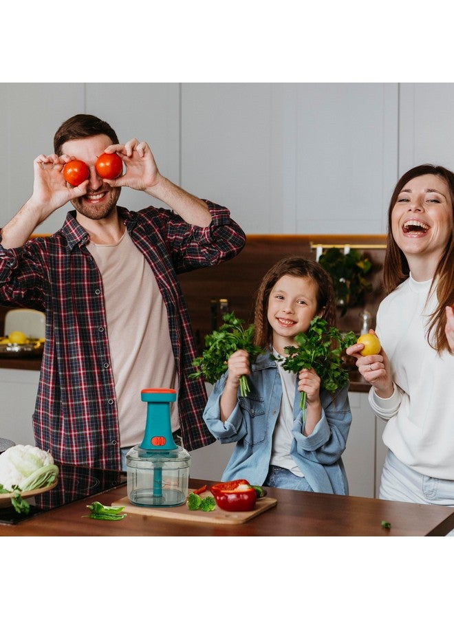 Rylan Manual Hand Press Push Chopper with 6 Blades for Effortless Chopping Vegetables & Fruits (Assorted, 650 ml, Plastic). - Image 4