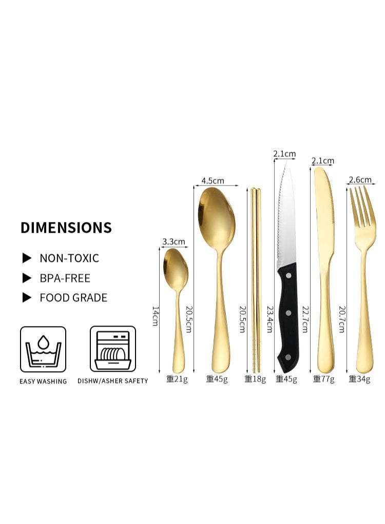 HOMESTAR 10-Piece Stainless Steel Outdoor Cutlery Set - Camping & Picnic Portable Utensils with Plates, Knife Fork Spoon for BBQ Grilling, Dishwasher Safe - Image 2