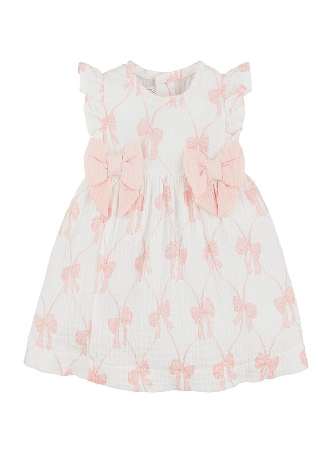 Mud Pie Girls Bow Printed Baby Dress - Image 1