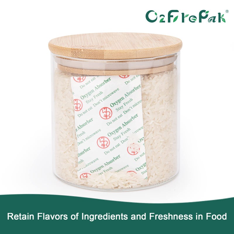 O2frepak 200CC (100 عبوة) أكياس امتصاص الأكسجين الغذائية لتخزين الطعام، أكياس تخزين امتصاص الأكسجين مع مؤشر الأكسجين في كيس مفرغ و3 مرات قدرة امتصاص الأكسجين. - Image 5