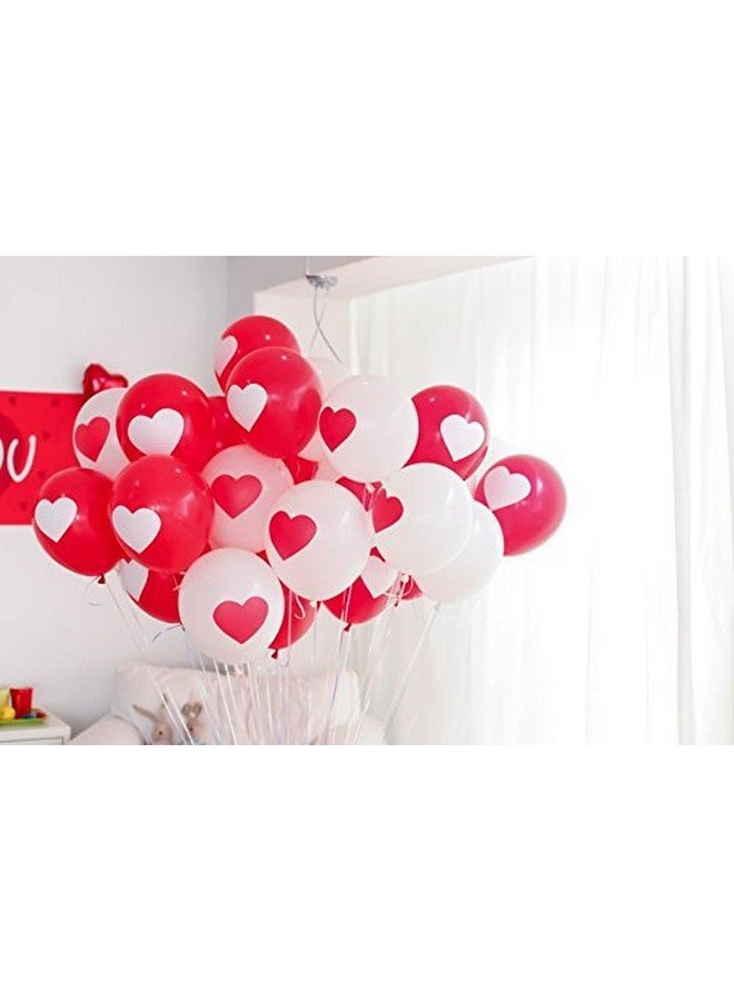 هونج كونج بالونز بالونات لاتكس مطبوعة من HK Balloons، متوسطة الحجم (أحمر، أبيض) - عبوة من 30 قطعة - Image 1