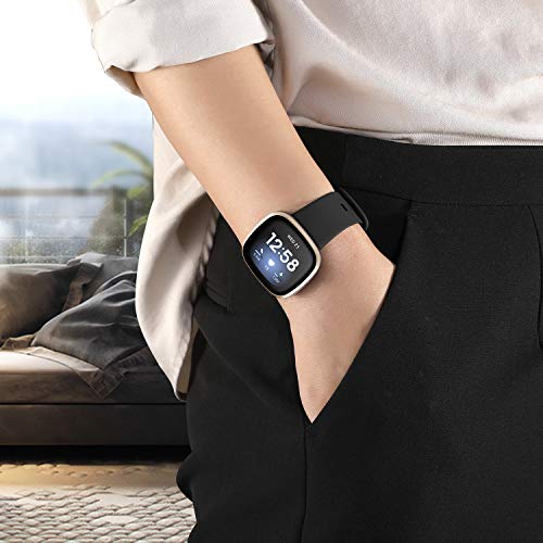 Getino Compatible with Fitbit Sense/Sense 2 Bands, Versa 4/3 Bands for Women/Men, Silicone Sport Accessories, Large Black/Gray/Pink/White - Image 5
