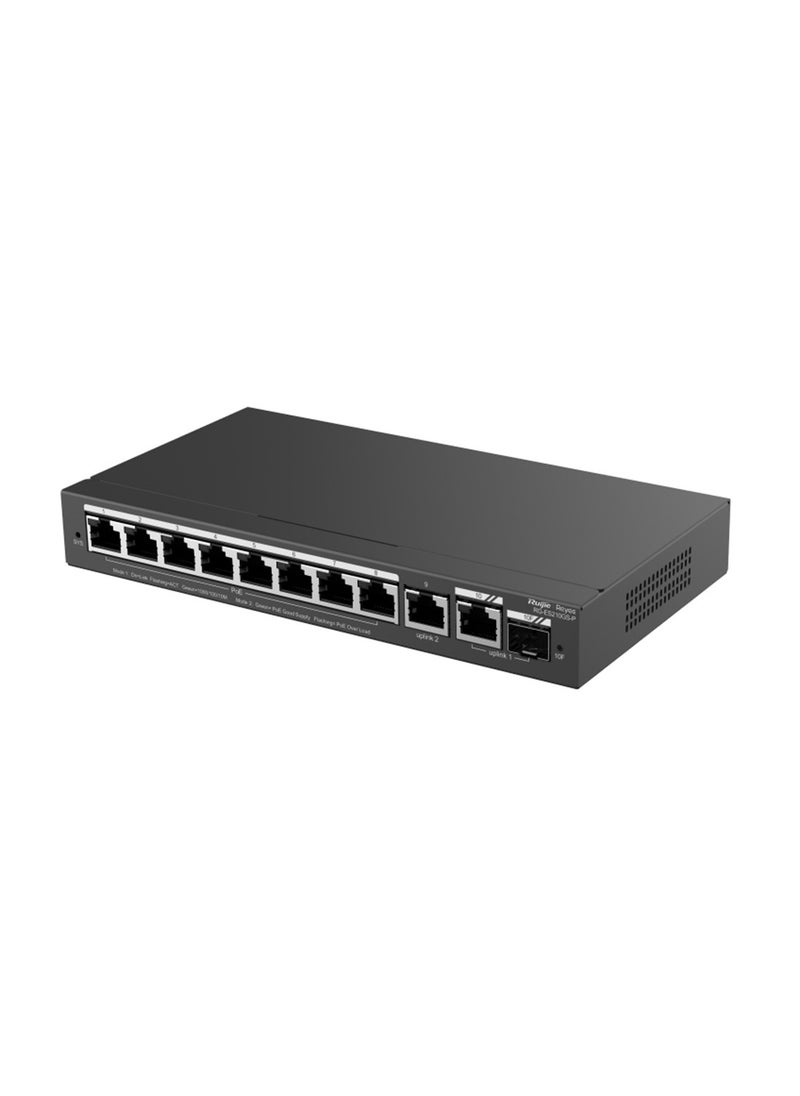 Ruijie - Reyee RG-ES210GS-P 10-Port Gigabit Smart Cloud Managed PoE Switch, 8 PoE+ Ports (IEEE 802.3af/at), 2 Non-PoE Ports, 802.1Q VLAN, QoS, Link Aggregation, Fanless Design, Energy Efficient, Remote Management via Cloud and Mobile App - Image 1