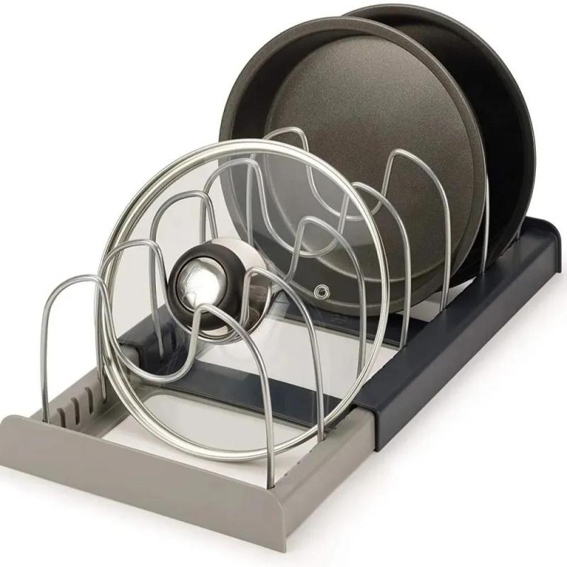 Pot Lid Organizer: Adjustable Sliding Holder, Durable ABS Plastic, Space-Saving Storage - Ergonomic Pull-Out Panel, Lid Rack for Kitchen Cabinets or Countertops - Image 2