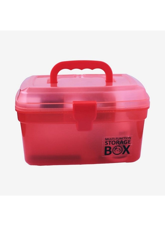 COOFANDY COOFANDY Multipurpose Storage Box with Removable Tray, Plastic Small Storage Box with Handle, Portable Art Craft Organizer Case for Sewing, Makeup, Medicine, Nail, Hair Accessories (Red)  - Image 4
