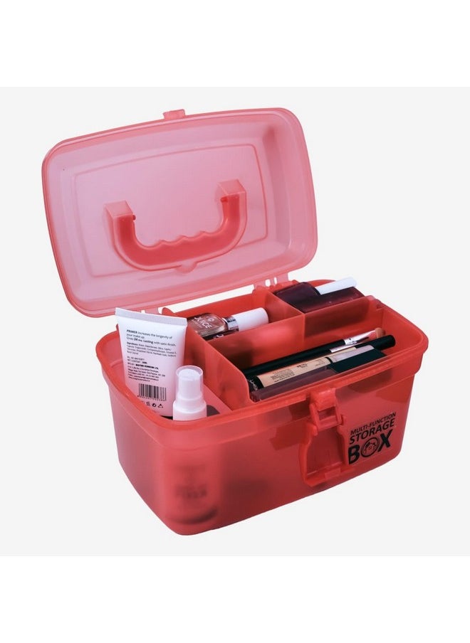 COOFANDY COOFANDY Multipurpose Storage Box with Removable Tray, Plastic Small Storage Box with Handle, Portable Art Craft Organizer Case for Sewing, Makeup, Medicine, Nail, Hair Accessories (Red)  - Image 1