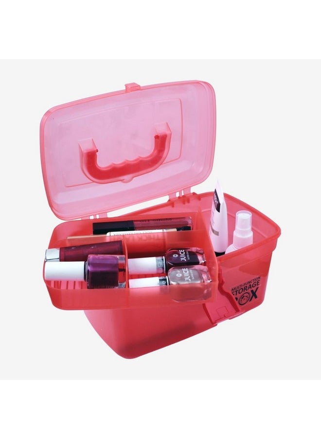 COOFANDY COOFANDY Multipurpose Storage Box with Removable Tray, Plastic Small Storage Box with Handle, Portable Art Craft Organizer Case for Sewing, Makeup, Medicine, Nail, Hair Accessories (Red)  - Image 3