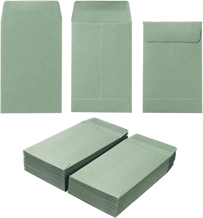 Homtable 100 Pieces Sage Green Small Coin Envelopes Self-Adhesive for Garden, Office or Wedding, 2.25x3.5 inches - Image 1