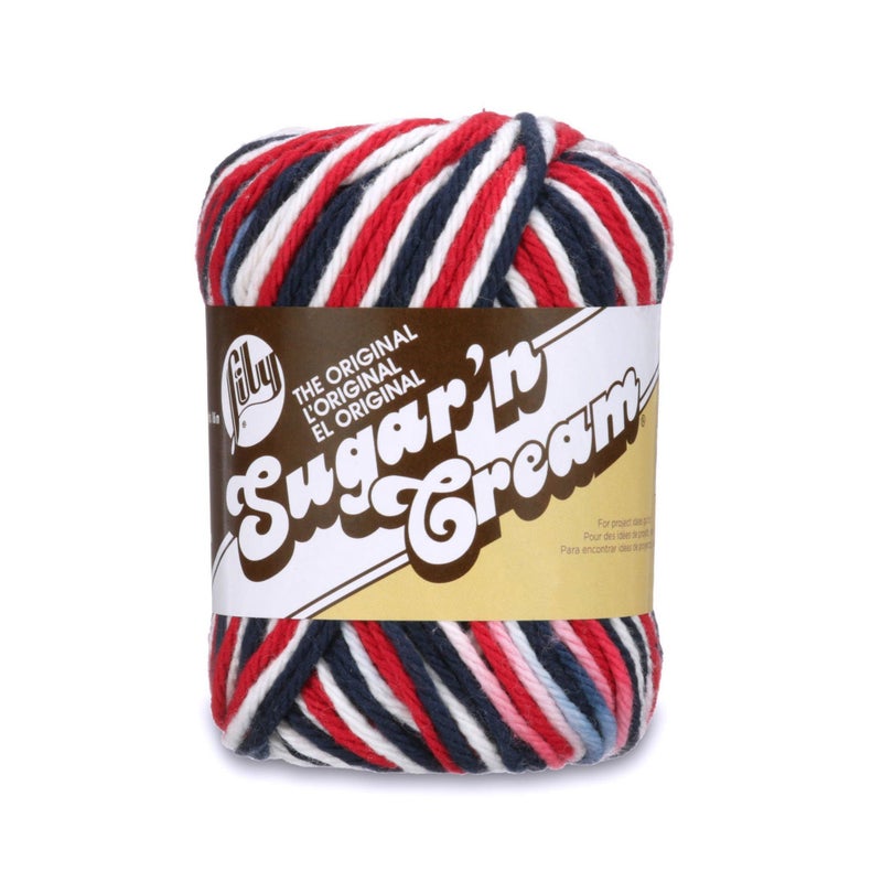Lily Sugar 'N Cream The Original Ombre Yarn, 2oz, Gauge 4 Medium, 100% Cotton, Red White Blue - Machine Wash & Dry - Image 5