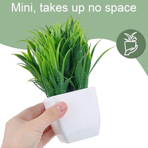 Go Hooked Artificial Plants Small, Mini Artificial Plants Indoor for Home Farmhouse Bathroom Shelf Décor Height 17CM Green and White 9 (Design May Vary) - Image 3