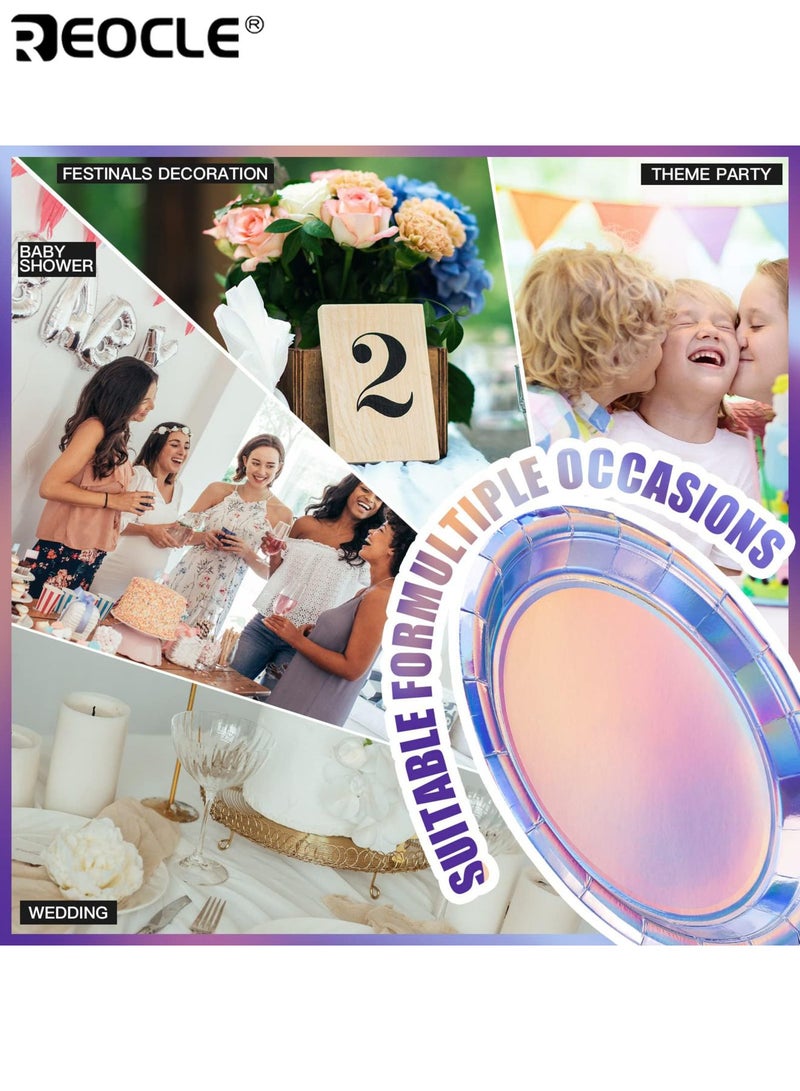REOCLE 48PCS Round Disposable Paper Plates Dessert Dinner Appetizer Plates for Cake Salad Pizza Birthday Baby Showers Parties Events Celebrations Home Wedding Decoration Sturdy Oil-Resistant Ideal for Party Use(9 Inch） - Image 5
