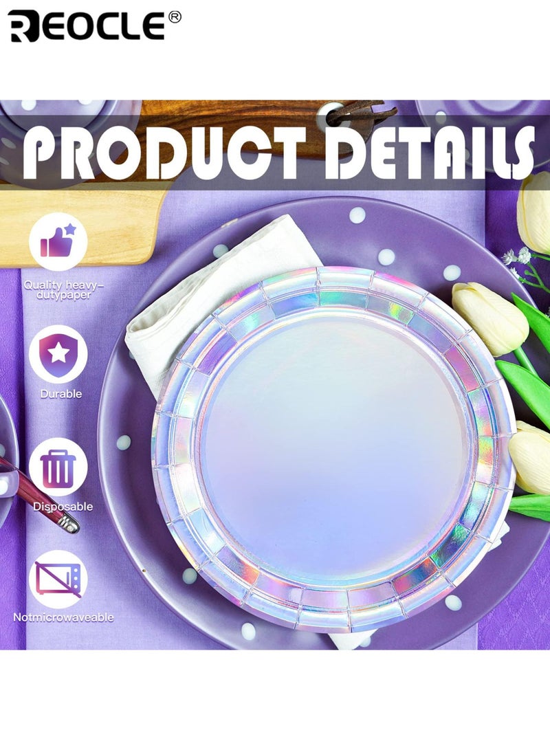 REOCLE 48PCS Round Disposable Paper Plates Dessert Dinner Appetizer Plates for Cake Salad Pizza Birthday Baby Showers Parties Events Celebrations Home Wedding Decoration Sturdy Oil-Resistant Ideal for Party Use(9 Inch） - Image 2