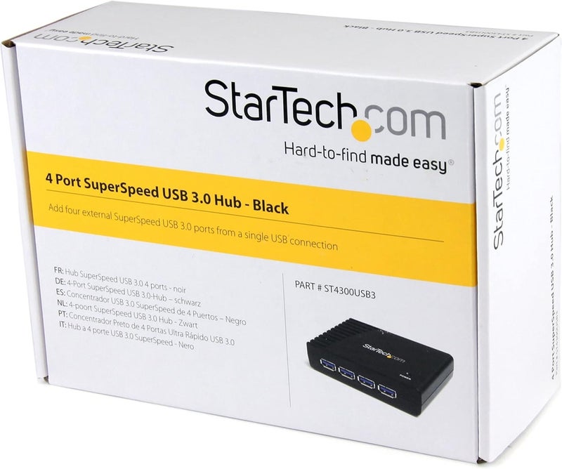StarTech.com 4-Port USB 3.0 SuperSpeed Hub with Power Adapter - Portable Multiport USB-A Dock for PC/Mac - Image 4