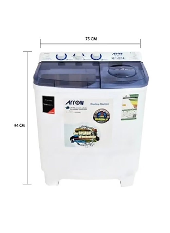 Arrow Twin Tub 6KG Washing Machine, Semi-Automatic Streamlined Design, Lightweight Frame for Easy Installation, Durable White Color | RO-07TTB - Image 2