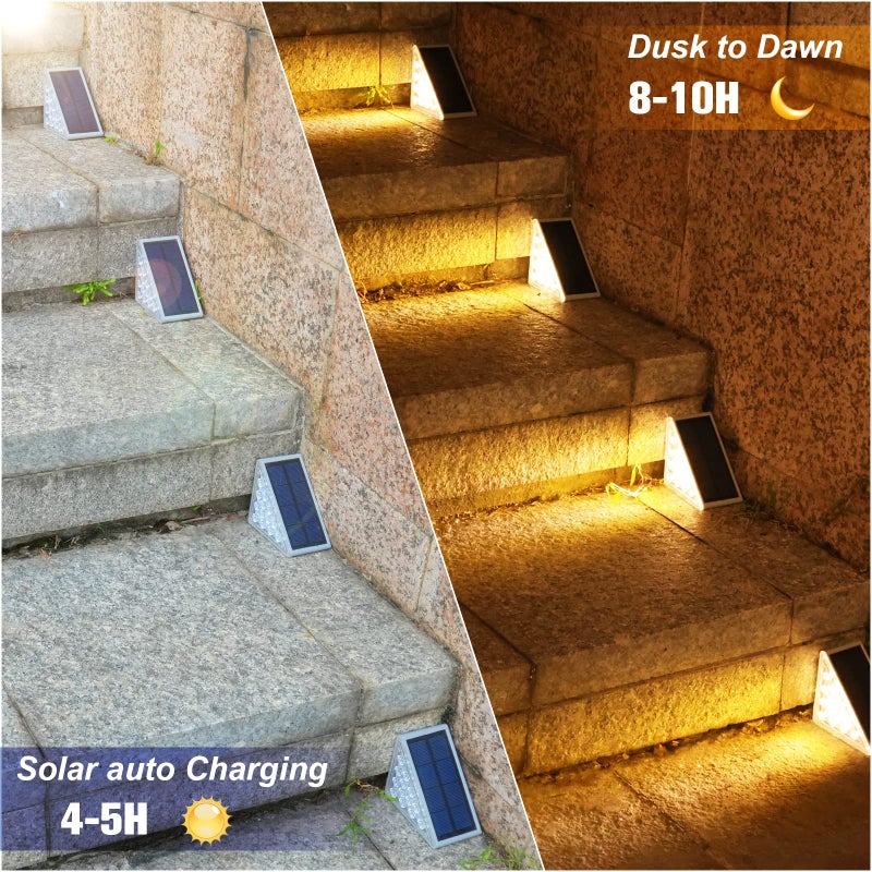 VOLISUN Outdoor Stair Lights 8 Pack, Solar Step Lights Waterproof IP67,80 Lumen, Led Step Lights Outdoor for Garden Backyard Stair, Staircase, Front Step, Front Porch and Deck(Warm White) - Image 4