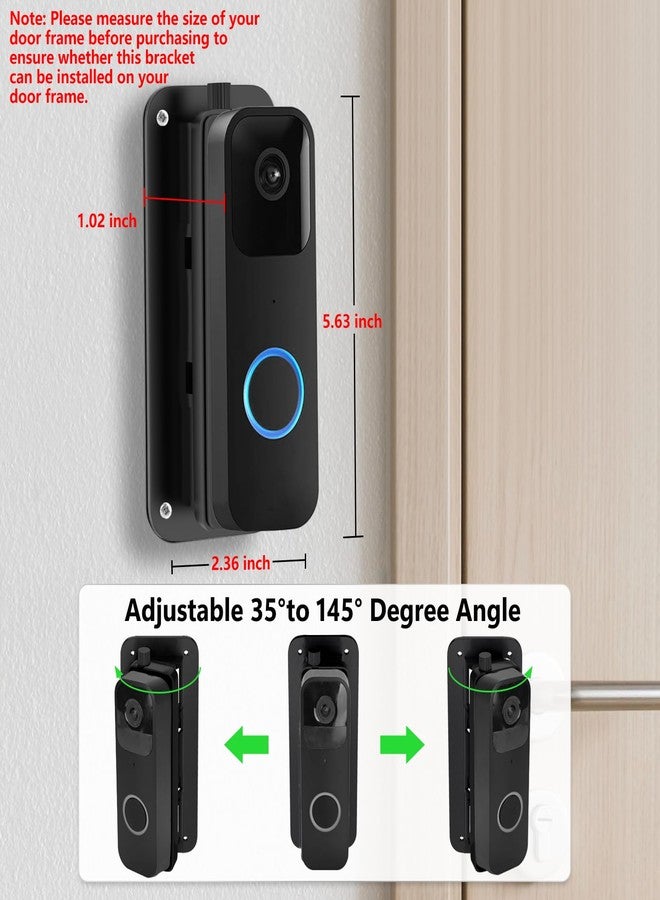 CaGuan Upgrade Adjustable (30°to 145°) Doorbell Camera Mount for Blink Video Doorbell, No-Drill Mounting Kit Accessories for Blink Doorbell, Angle Mounting Bracket Wedge for Apartment, Renters-Black - Image 3