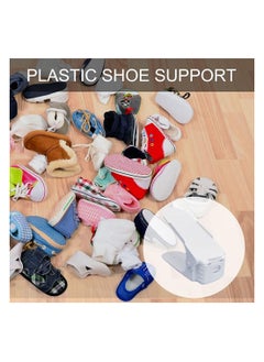 Excefore Shoe Slots Organizer 20 Pack White Adjustable Home Double Layer Shoe Slots Organizer Rack Holder Shoe Space Saver Shoe Shelf for Shoes Sneakers High Heels  - Image 5