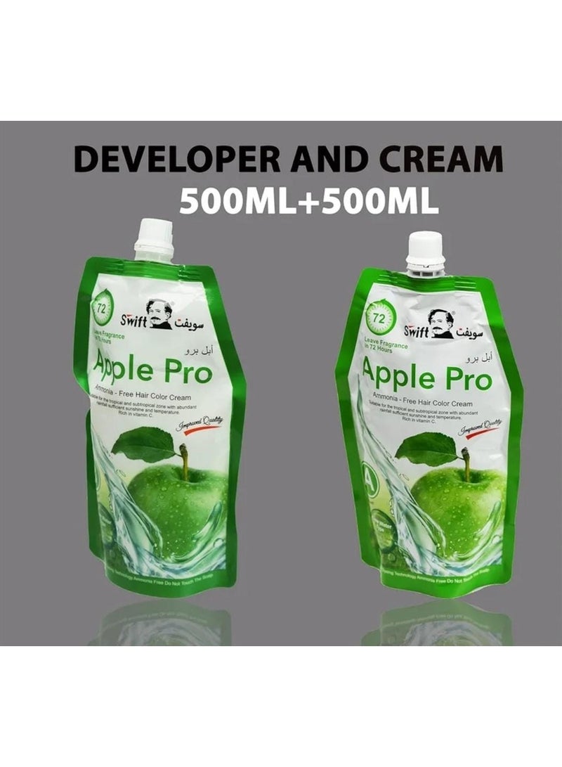 Swift Apple Pro Gray Coverage Hair Dye, Natural Black Hair Color Cream 500ml (Natural Black) - Image 2