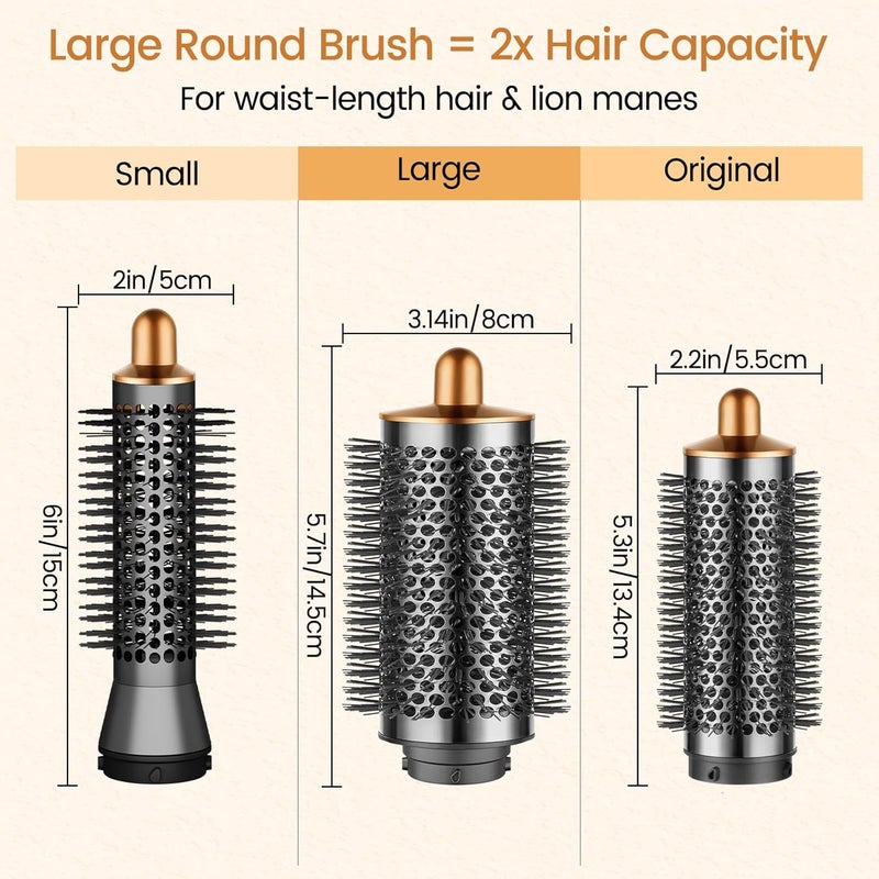 PUREGUST Upgraded Large Round Brush for Dyson Air Wrap Jumbo Oval Round Volumizing Brush for Dyson Airwrap Accessories, Gold - Image 4