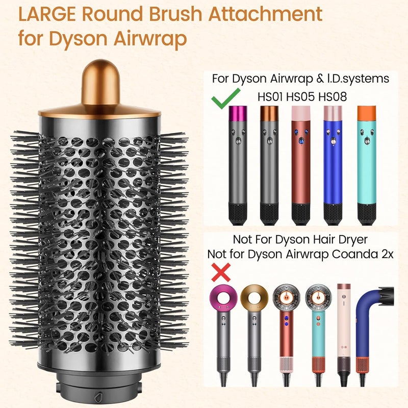 PUREGUST Upgraded Large Round Brush for Dyson Air Wrap Jumbo Oval Round Volumizing Brush for Dyson Airwrap Accessories, Gold - Image 3