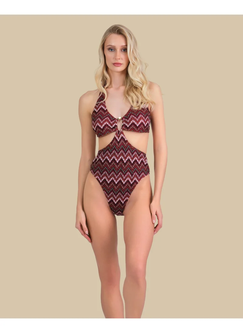 ايسلا اند ايفي Isla & Evie Zig Zag Print Cut Out Swimsuit
