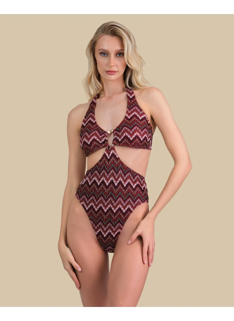 ايسلا اند ايفي Isla & Evie Zig Zag Print Cut Out Swimsuit