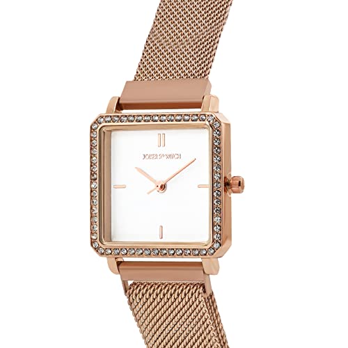 Joker & Witch Octa 28mm White Dial 18mm Rose Gold Steel Mesh Watch for Women - Image 4