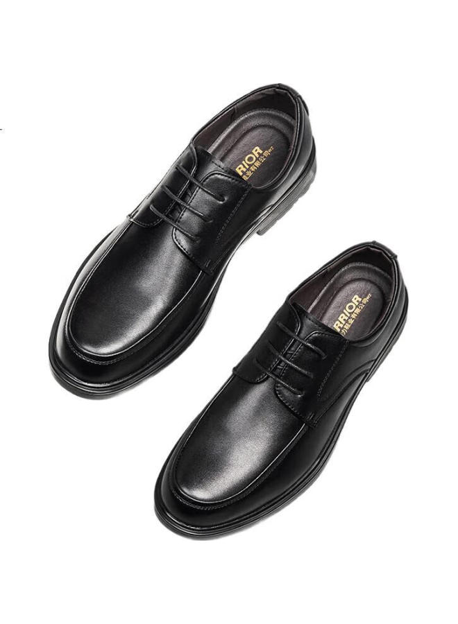 Pull Back Huili Leather Shoes For Men, Business Casual Derby Shoes, Wedding Groom Interview Formal Shoes, 1124 Black, Size 39 - Image 3