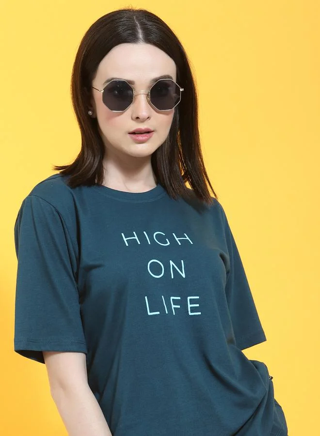 Take Two Teal Short Sleeve Oversized T-Shirt