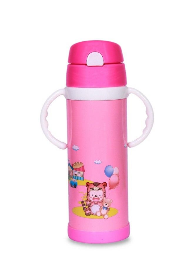 The Little Lookers - Stainless Steel Sipper Bottle For Kids;Sipper Bottle With Straw;Travelling Water Bottle For Kids With Straw (Pink 450Ml) - Image 1