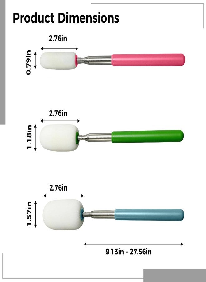 COSYOO Telescoping Sponge Stick for Pottery, Stainless Steel Telescoping Sponge Set for Pottery Makers, Adjustable Sponges for Clay, 3 Pack, 9.1 in to 21.5 in Length - Image 4