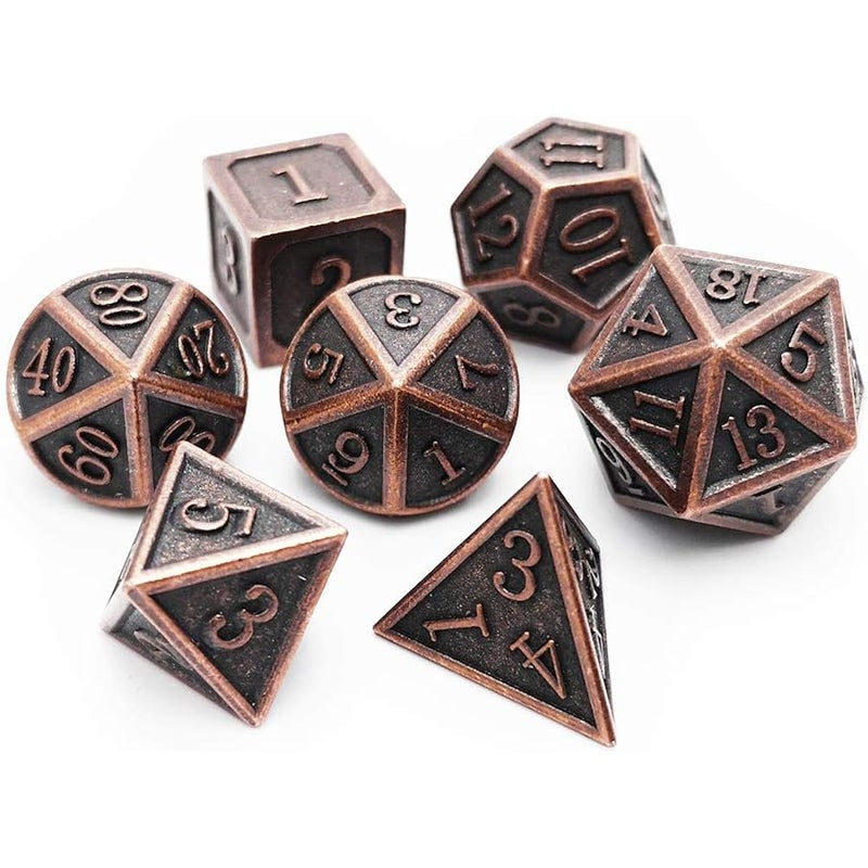 Haxtec Antique Copper Metal DND Dice Set 7 Die Polyhedral D&D Dice Compatible with Dungeons and Dragons Gift TTRPG - Image 2