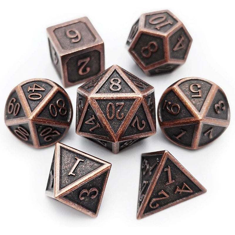 Haxtec Antique Copper Metal DND Dice Set 7 Die Polyhedral D&D Dice Compatible with Dungeons and Dragons Gift TTRPG - Image 1