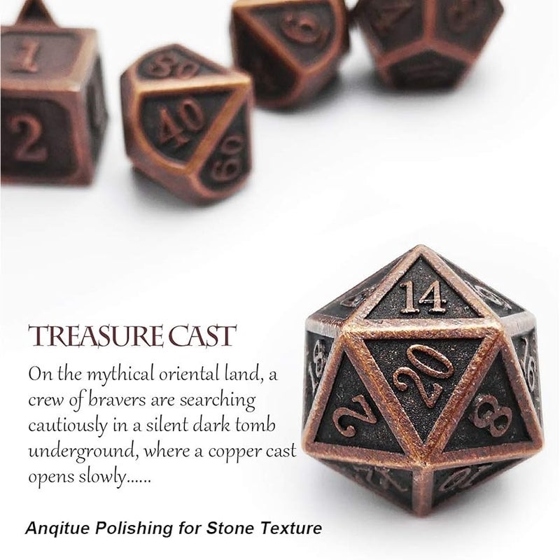 Haxtec Antique Copper Metal DND Dice Set 7 Die Polyhedral D&D Dice Compatible with Dungeons and Dragons Gift TTRPG - Image 3