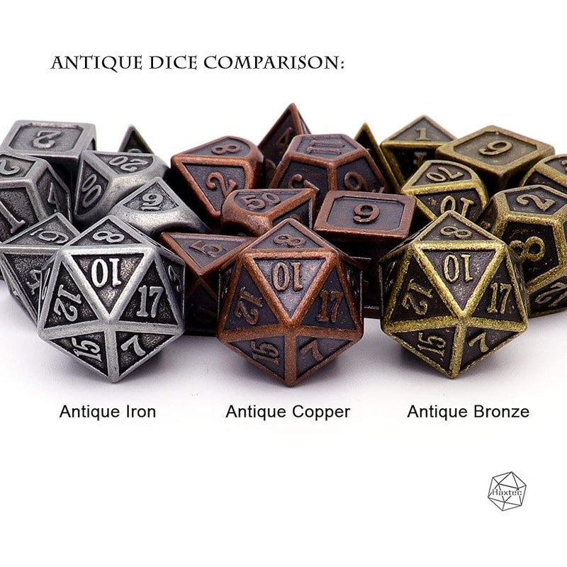 Haxtec Antique Copper Metal DND Dice Set 7 Die Polyhedral D&D Dice Compatible with Dungeons and Dragons Gift TTRPG - Image 4