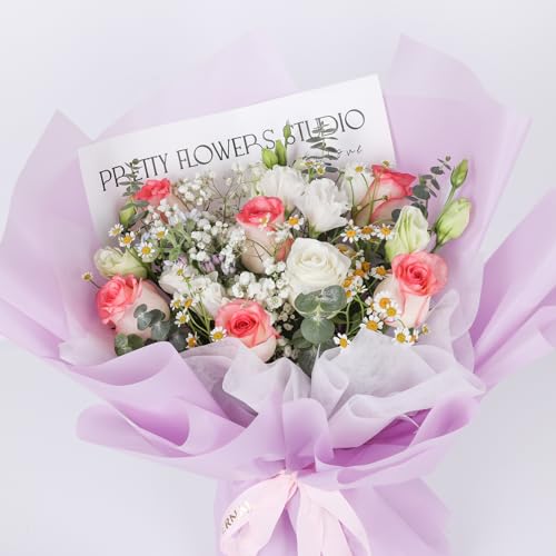 FUHITIM 20 Sheets Flower Wrapping Paper -Waterproof Floral Bouquet Wrapping Paper Used for DIY Crafts, Gift Packaging, Florist Supplies Packaging Paper for Wedding Birthday Gift (Misty Light Purple) - Image 5